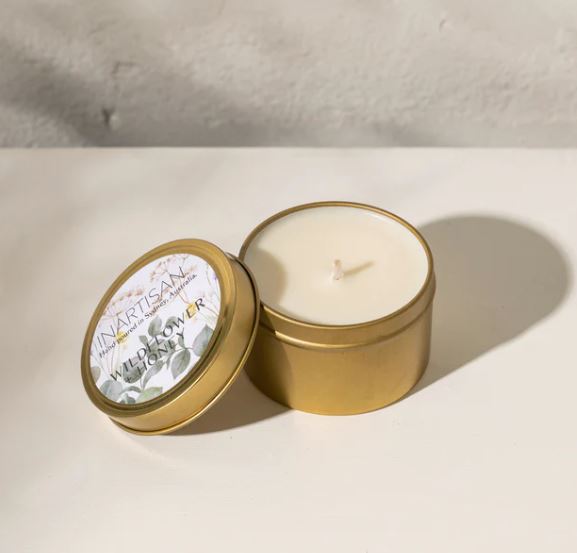 Inartisan Hand Poured Soy Candle in Travel Tin-Brass