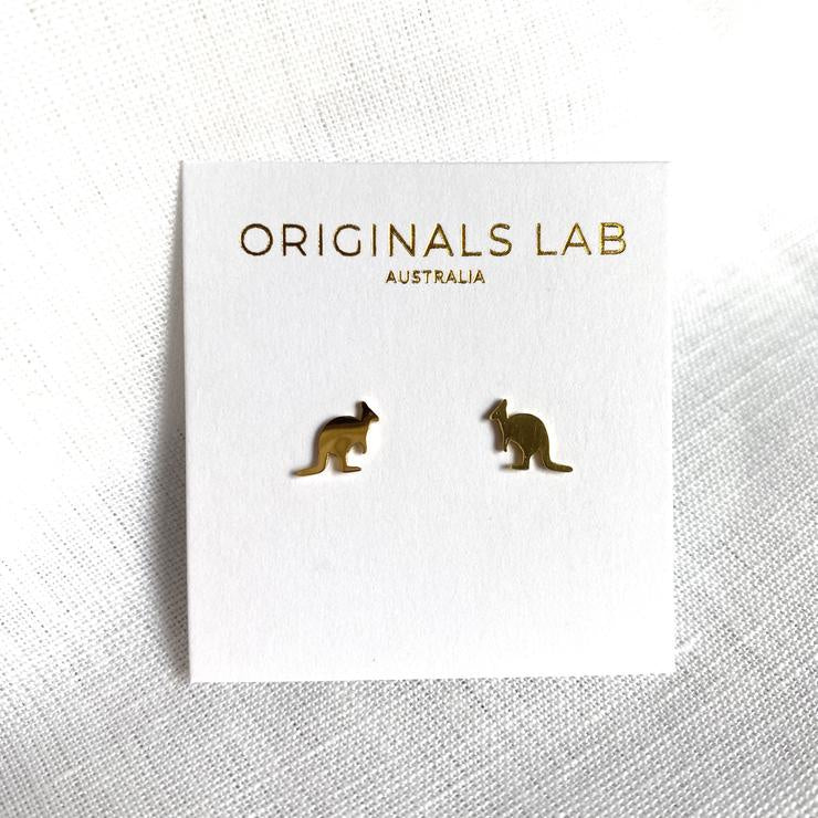 Kangaroo Earring Studs - Silver or Gold