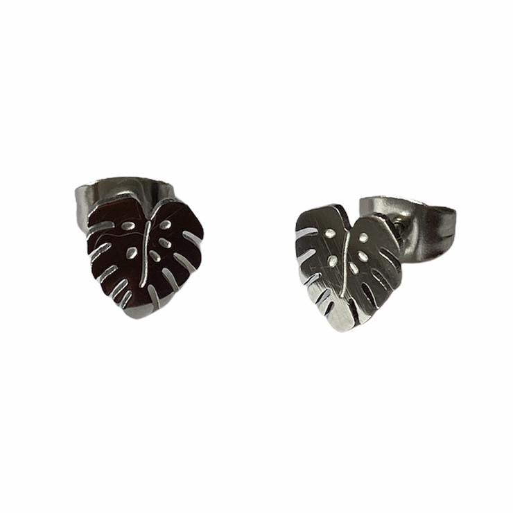 Monstera Leaf Earring Studs - Silver & Gold