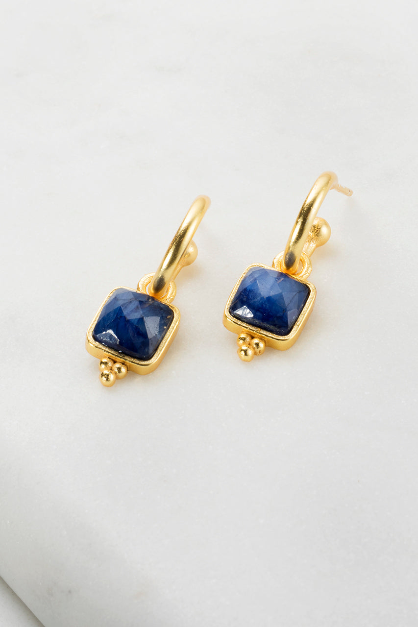 Zafino Ava Earring Gold -Sapphire or Rose Quartz