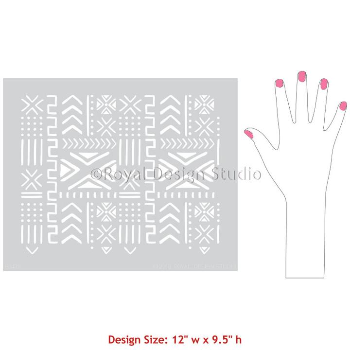 Mali Mudcloth Furniture Stencil -Royal Design Studio