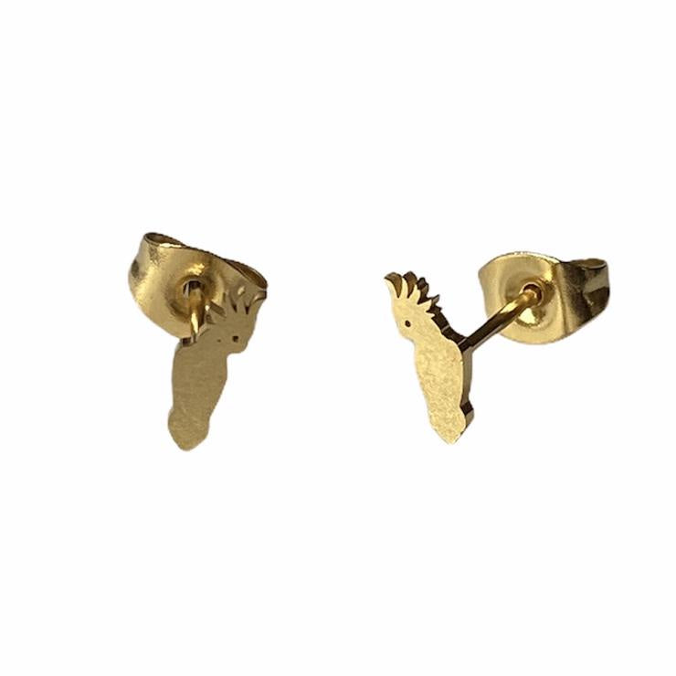 Iconic Australian Cockatoo Earring Studs -Silver & Gold