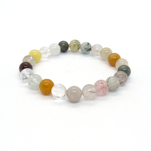 Stones & Silver - SS Rutilated Qtz Multi gemstone Bracelet