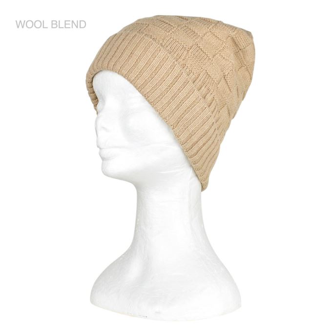 Wool blend Knitted Beanie - Weave Pattern
