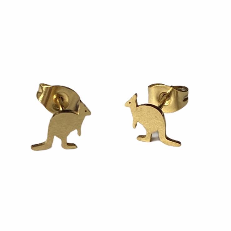 Kangaroo Earring Studs - Silver or Gold