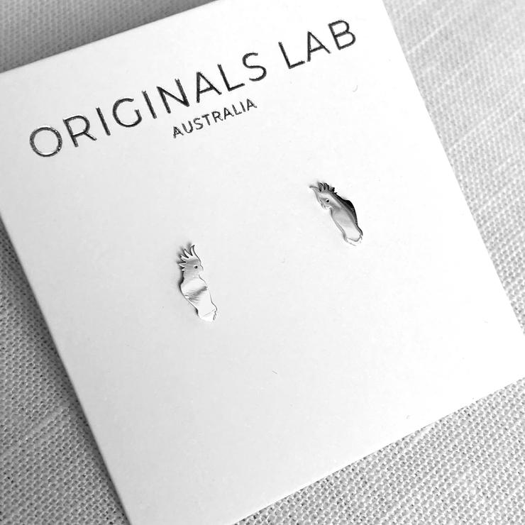 Iconic Australian Cockatoo Earring Studs -Silver & Gold