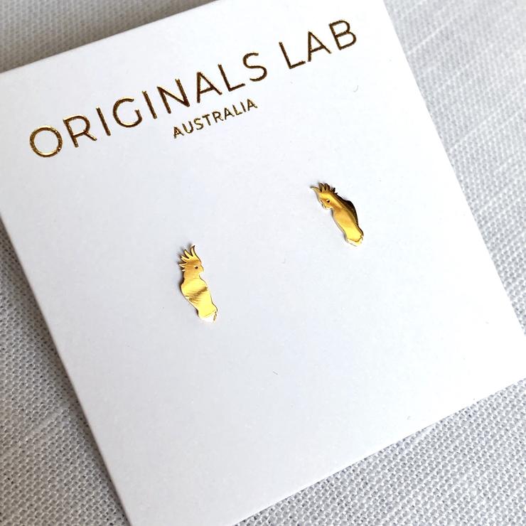 Iconic Australian Cockatoo Earring Studs -Silver & Gold