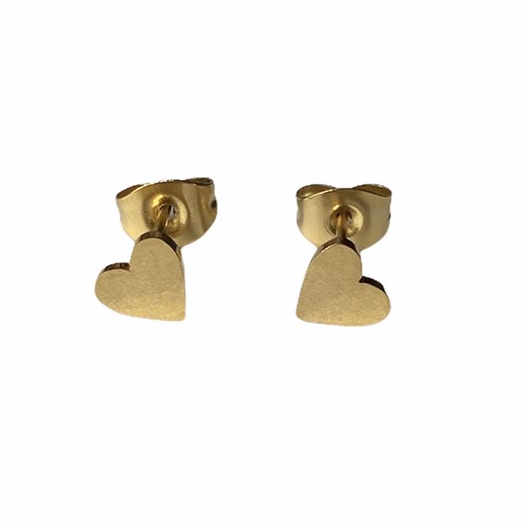 Heart Earrings Studs - Silver or Gold