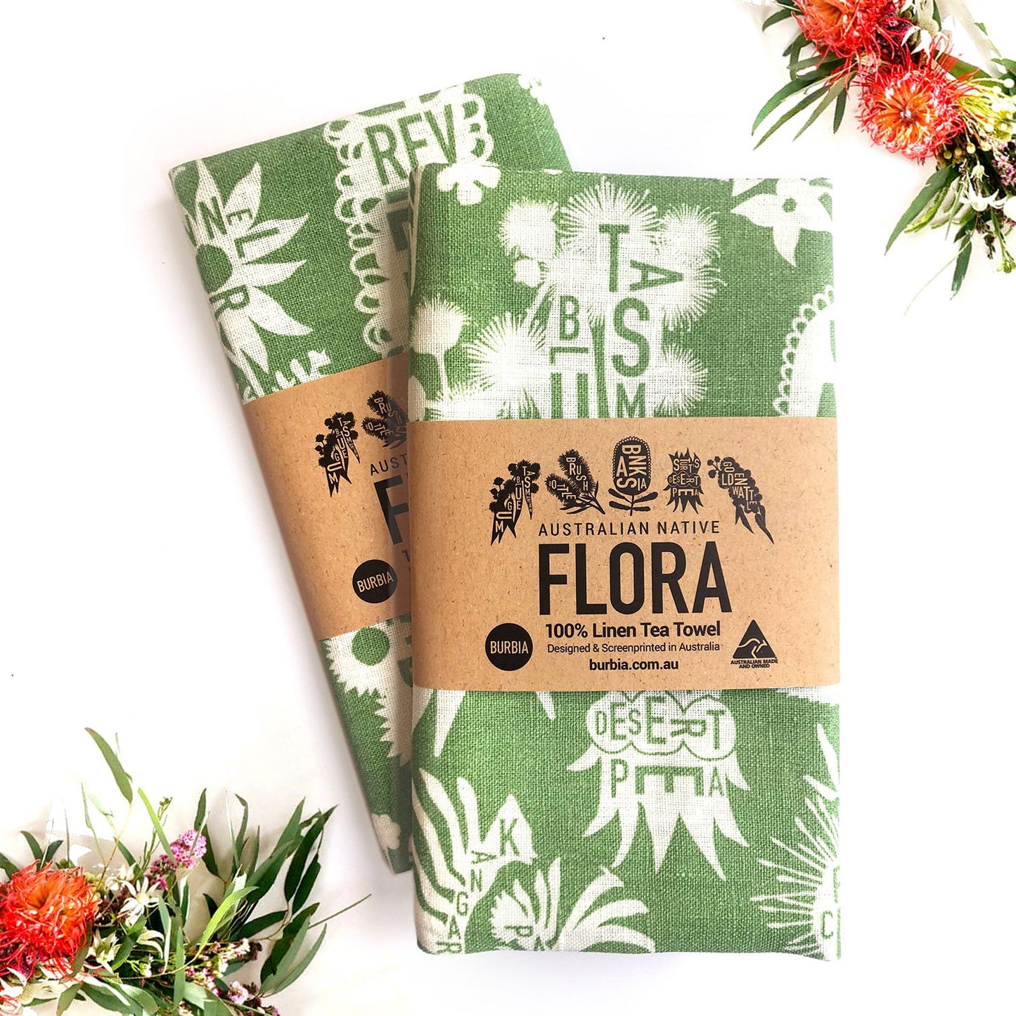 Burbia Native Australian Flora Tea Towels