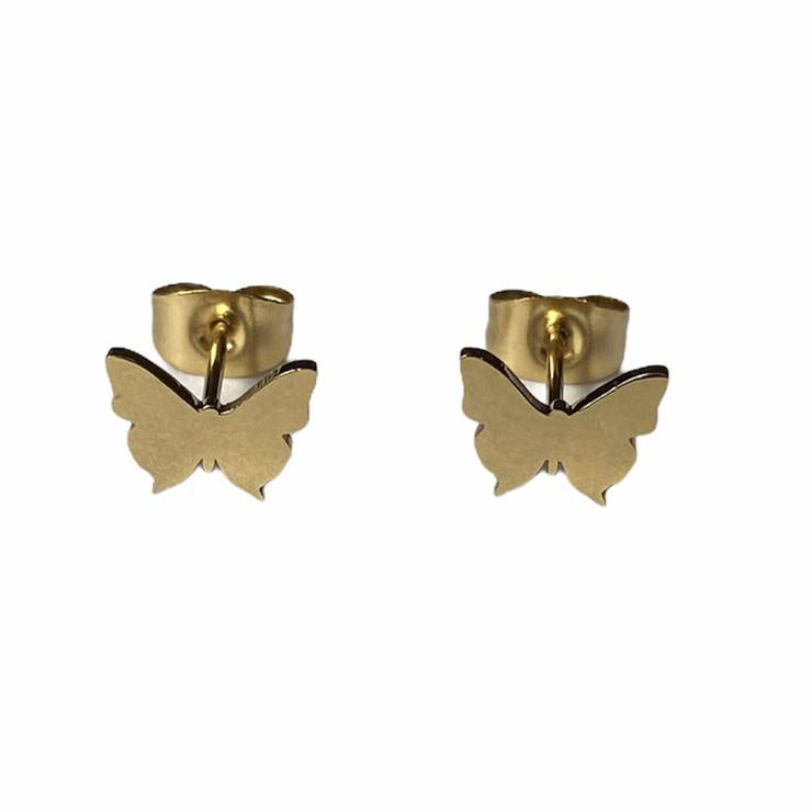 Butterfly Earring Studs - Silver & Gold