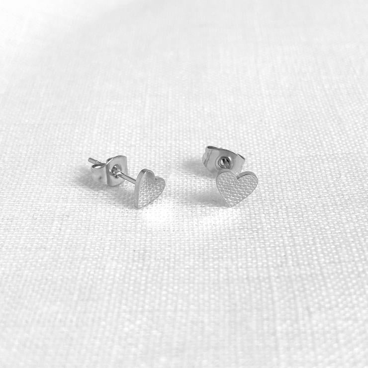 Heart Earrings Studs - Silver or Gold