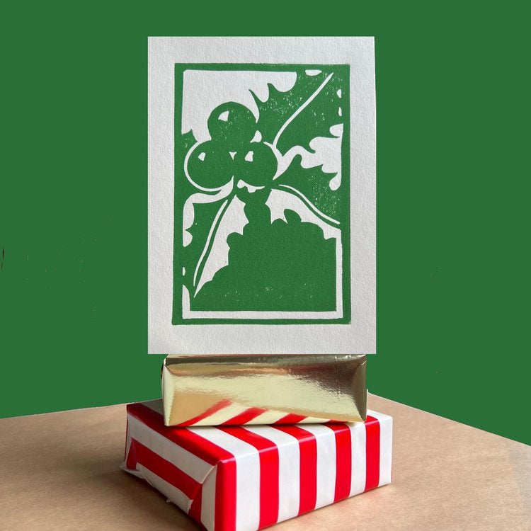 Yuile Street Greeting Card - Christmas Green Holly