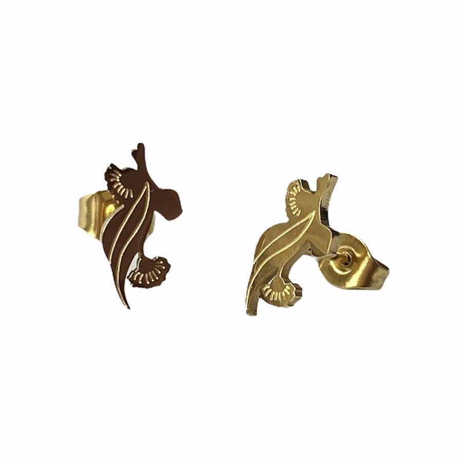 Eucalyptus Flower & Leaf Earring Studs - Silver & Gold