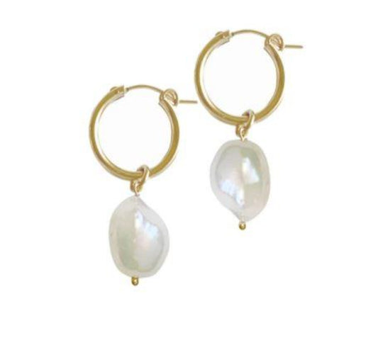 Misuzi Baroque Pearl Paris Hoop Earring - Gold, Silver
