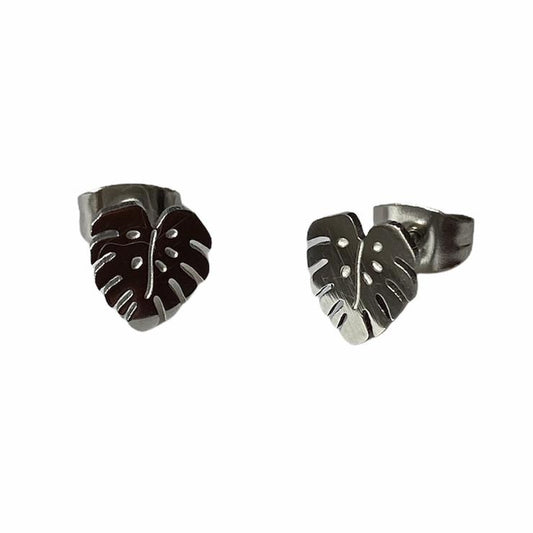 Monstera Leaf Earring Studs - Silver & Gold