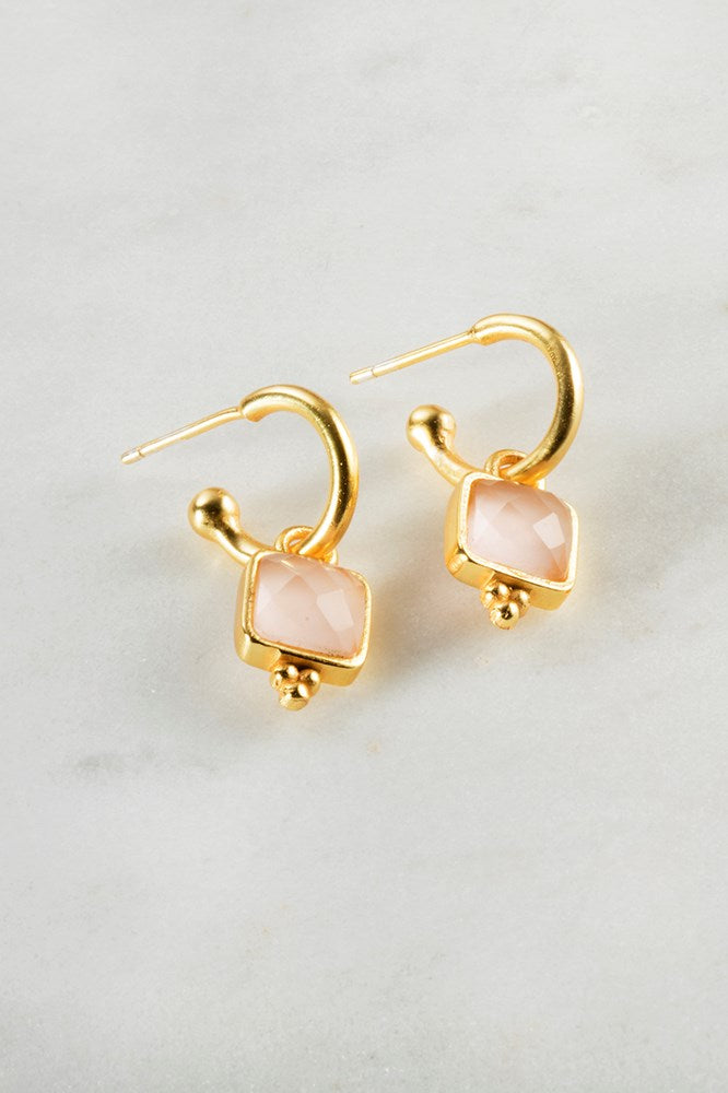 Zafino Ava Earring Gold -Sapphire or Rose Quartz