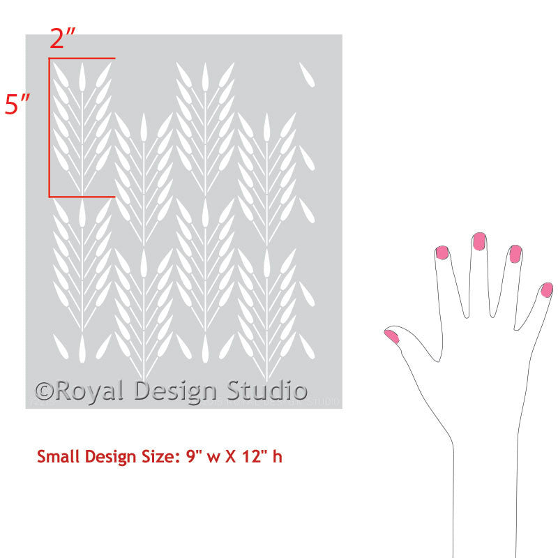Picaya Quiver Feather Raven & Lily Furniture Stencil-Royal  Design Studioi