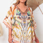 Bohemian Kaftan - Orange & Yellow  Sheer Chiffon style fabric