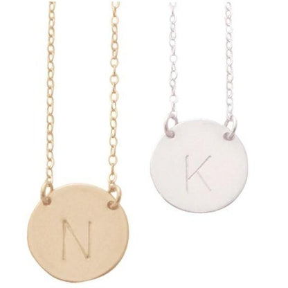 Misuzi The Chloe Initial Disc Necklace 16" with 16mm hdisc