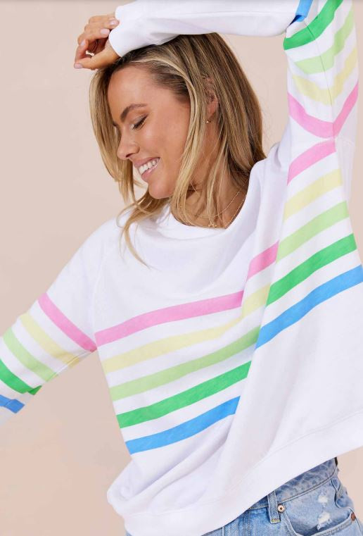 Jovie Forever Sweater -White/Stripes