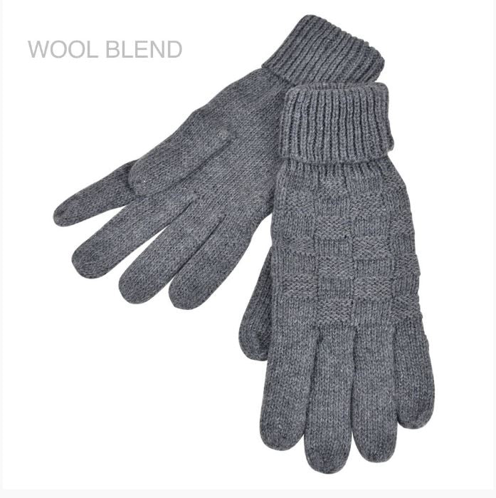 Wool blend Knitted Gloves- Weave  Pattern