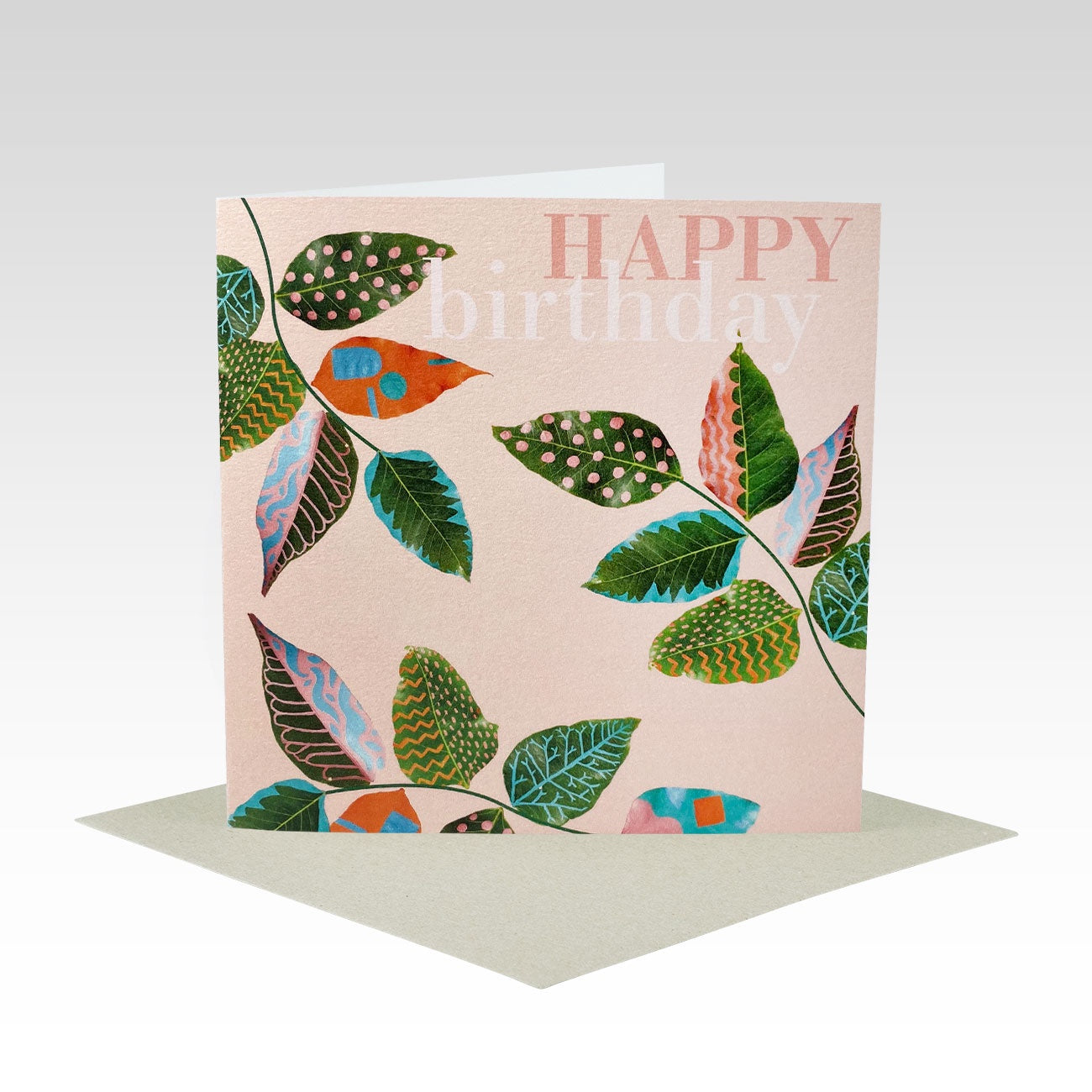 Rhicreative Greeting Card - Pink Birthday Leaves