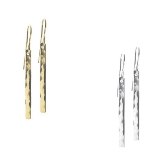 Misuzi Organic Bar Earrings -Gold & SS