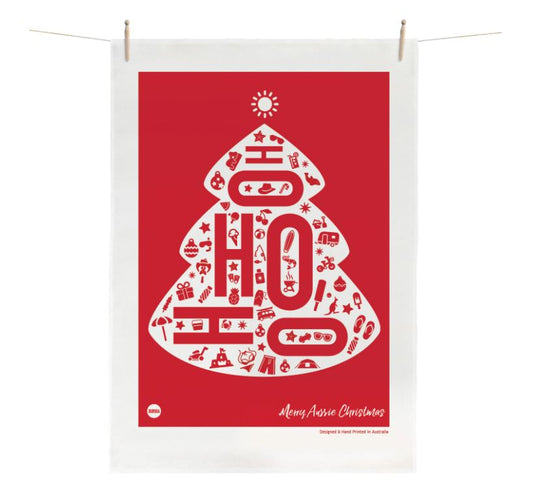 Burbia HoHoHo Aussie Christmas Tea Towel