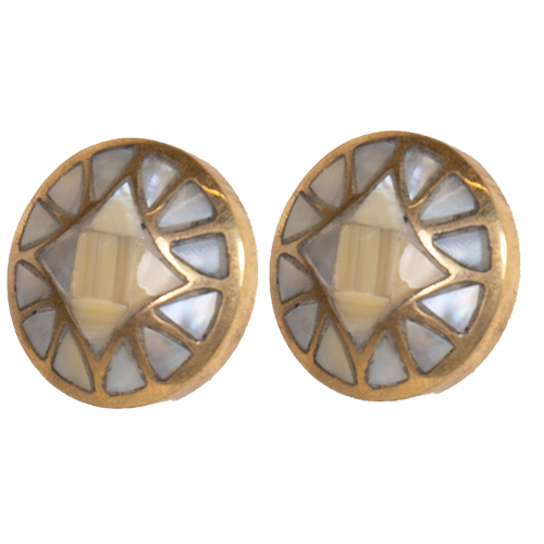 Round Mother of Pearl & Brass Knob