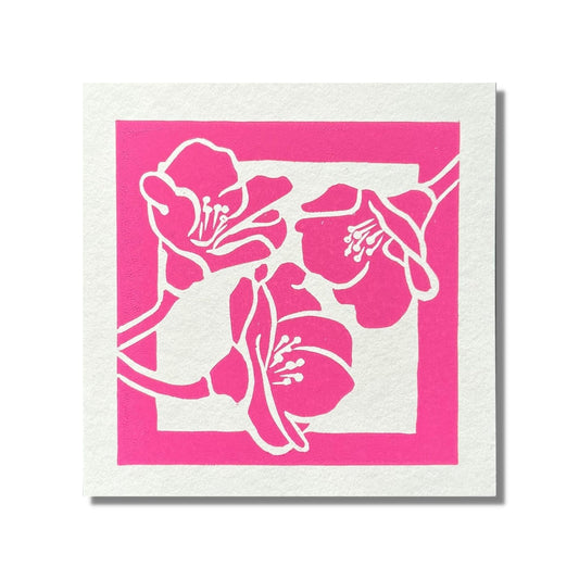 Yuile Street Greeting Card - Magenta Flowers