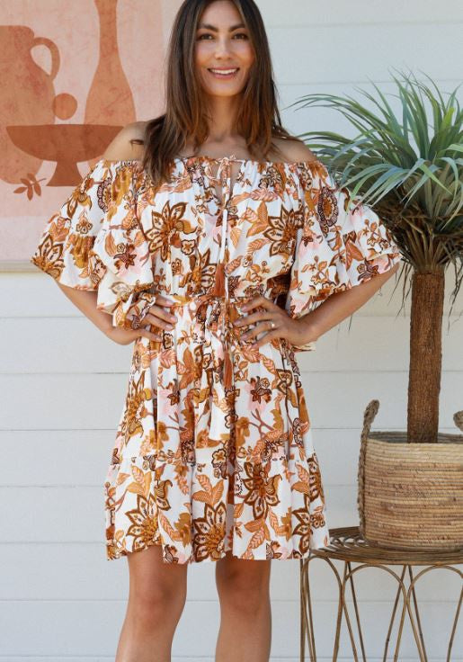 Isabella Boho Monique off the shoulder mini dress