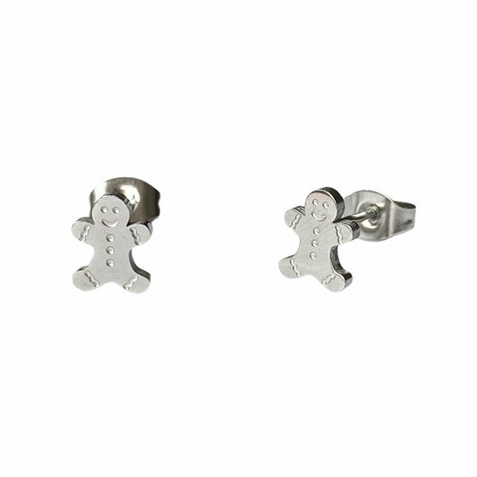 Gingerbread Earring Studs - Silver or Gold