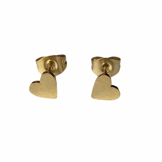 Heart Earrings Studs - Silver or Gold
