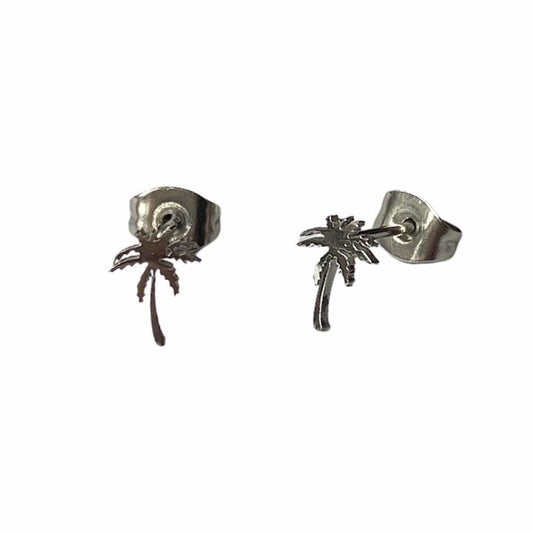 Palm Tree Earring Studs - Silver & Gold