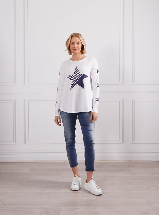 Star Tee Long Sleeve - White