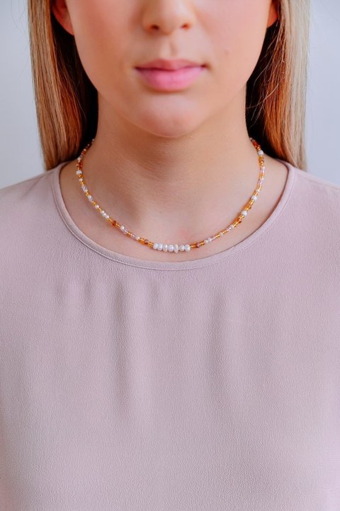 Zafino Pearl Necklace -Amber & Pearl