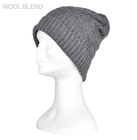 Wool blend Knitted Beanie - Weave Pattern