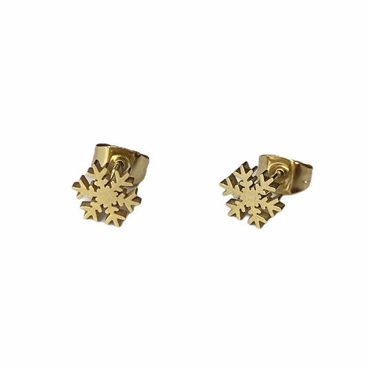 Snowflake Earrings Studs - Silver or Gold