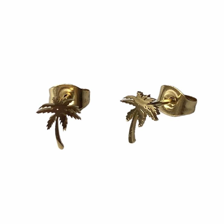 Palm Tree Earring Studs - Silver & Gold