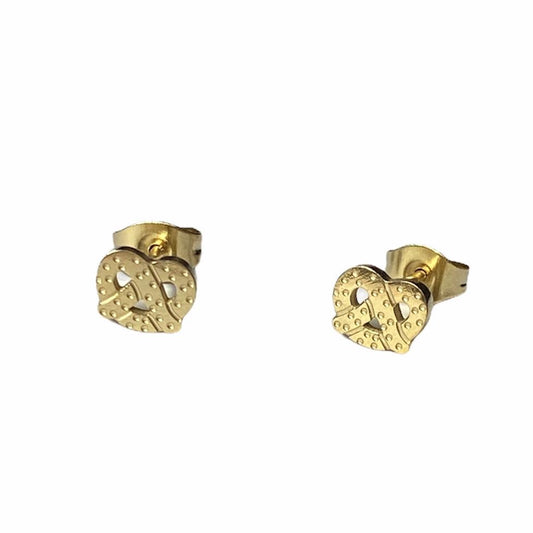 Pretzel Earring Studs - Silver or Gold