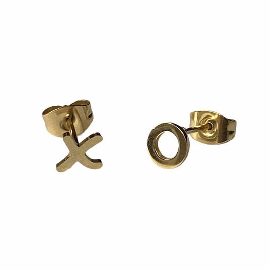 Kisses and Hugs Earring Studs - Silver & Gold