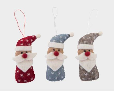 Pashom Santas with snowflake -Red, Blue, Natural